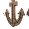 Whitewashed Brown Wood Anchor Wall Hook Set with 4 Bronze Hangers and Hanging Rope